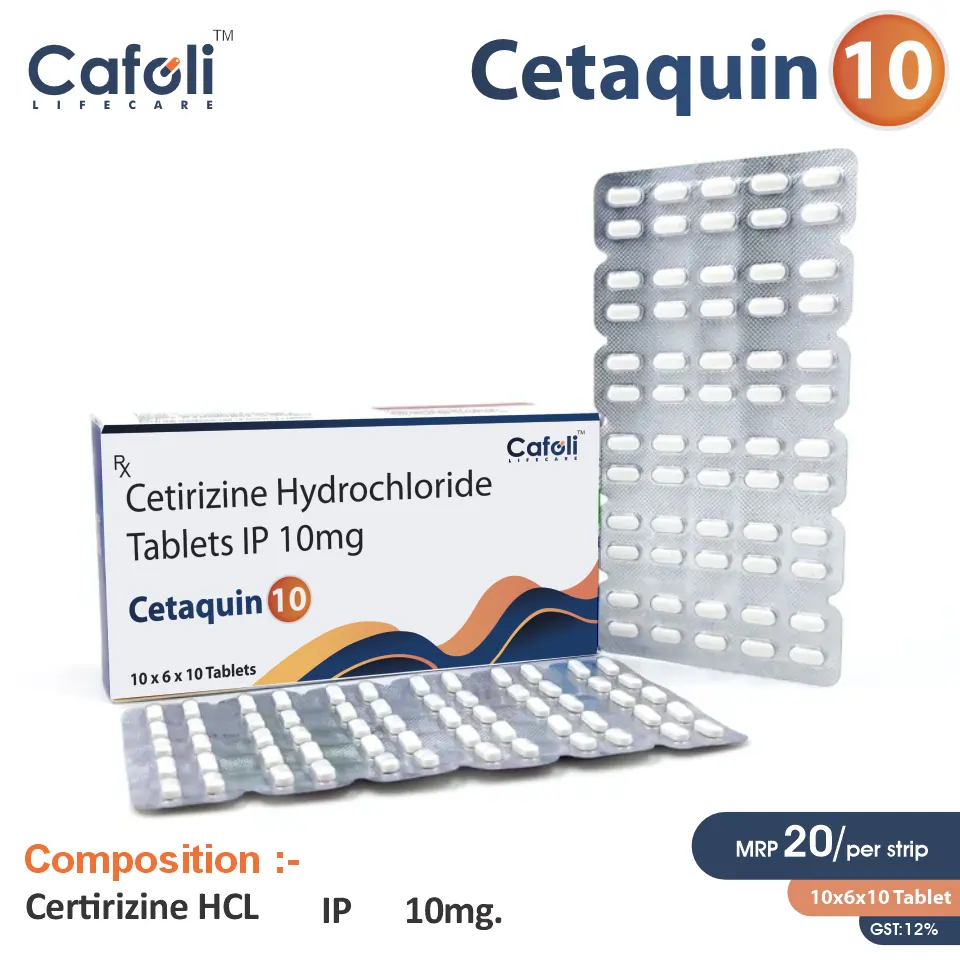 Cetirizine 10mg Tablet at Best Price in PCD Pharma Franchise for Antihistamine & Allergies, Allergic Rhinitis.